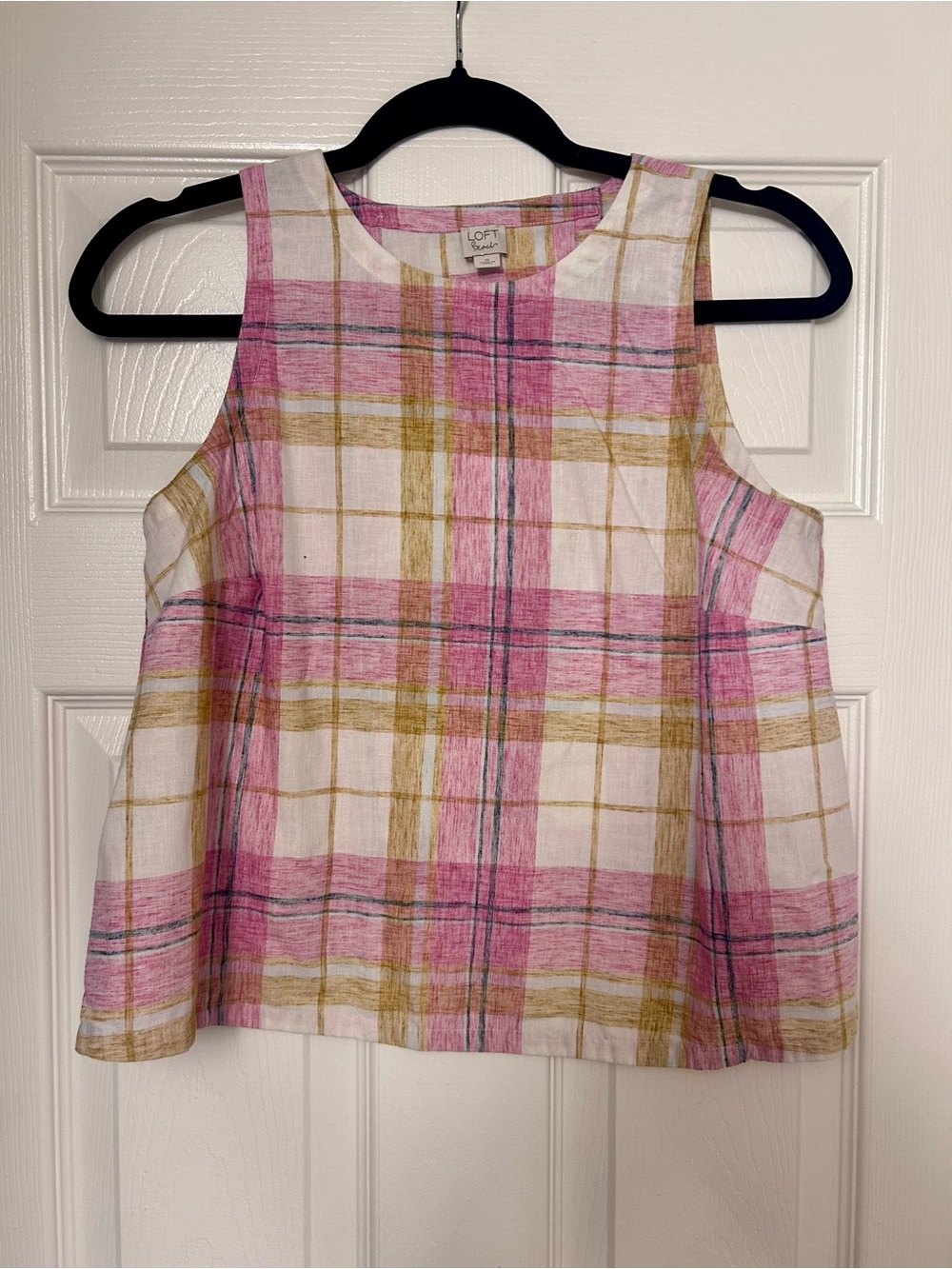 NEW LOFT Plaid Tulip Back Tank Blouse size XS